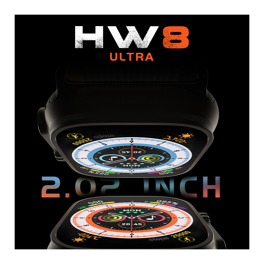 Reloj Inteligente Smartwatch Bluetooth HW8 ULTRA 2.02 PULGADAS CORREAS NEGRA Y NARANJA