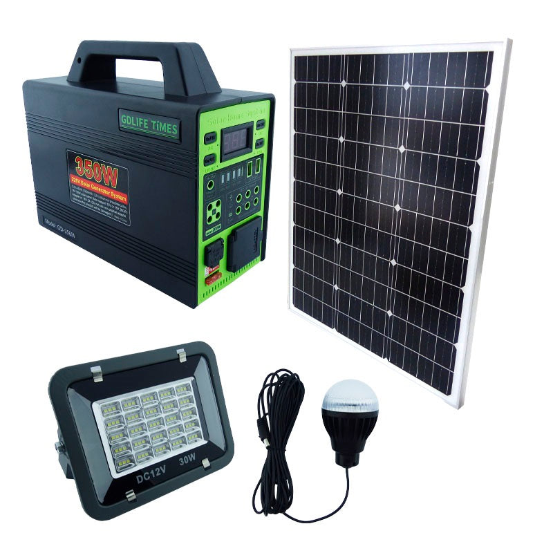 Generador Solar 350W 4 Ampolletas LED Reflector LED Bluetooth 75000mAh
