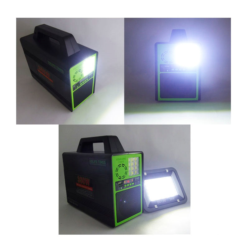 Generador Solar 350W 4 Ampolletas LED Reflector LED Bluetooth 75000mAh