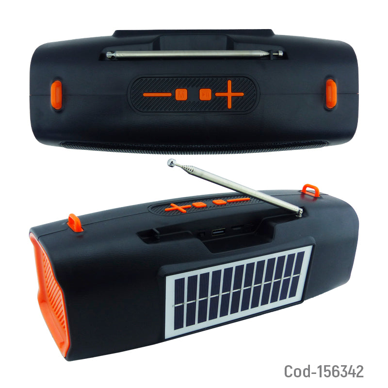 Parlante Solar Recargable de 15W Bluetooth FM USB y TF Portátil