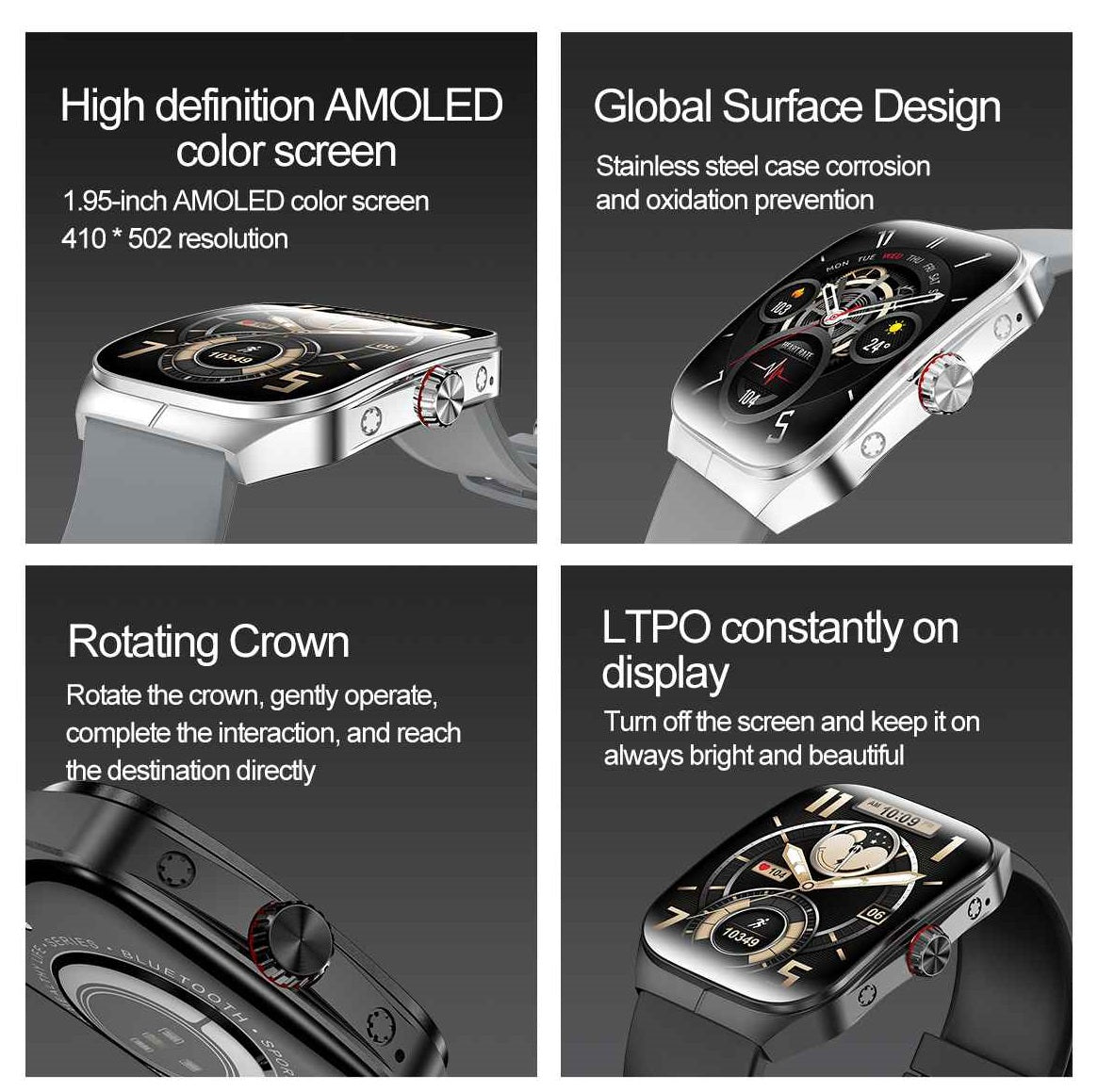 Smartwatch HK80 Pantalla AMOLED 1.95 pulgadas, IP68 Salud Deporte