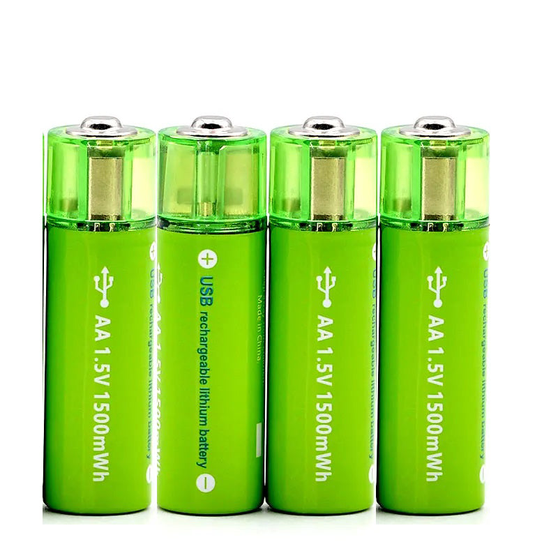 Pack de 4 Pilas AA USB Litio Recargables 1.5V 2200mAh 1200 Cargas