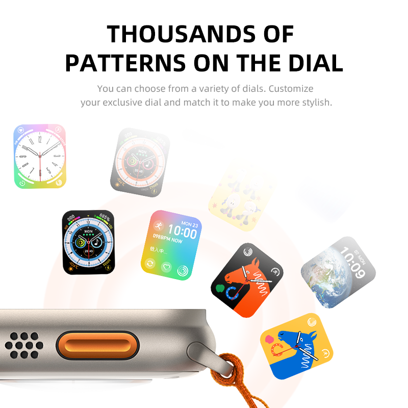 Reloj Inteligente Smartwatch Bluetooth HW8 ULTRA 2.02 PULGADAS CORREAS NEGRA Y NARANJA