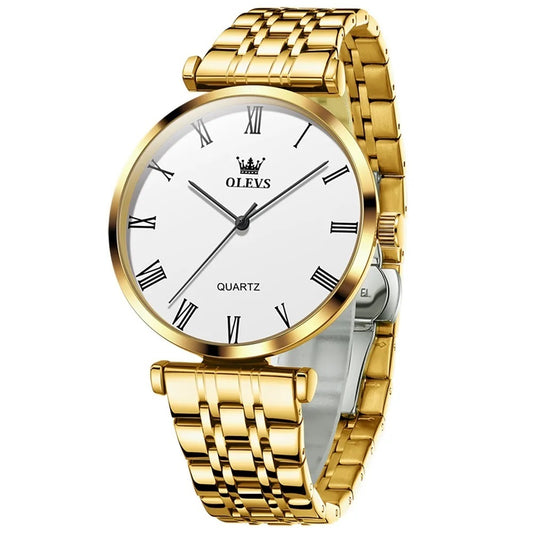 Reloj de Mujer Elegante de Cuarzo Pulsera de Acero Inoxidable Dorado
