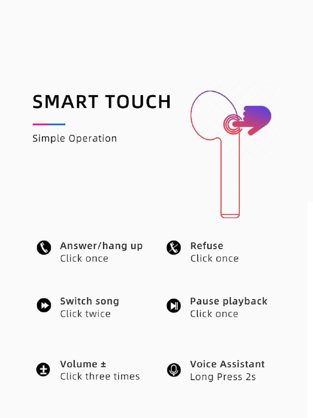 Audífonos Bluetooth I12 Versión 5.0 TWS SMART TOUCH