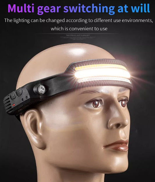 Linterna frontal 8 Modos recargable1200mAh sensor movimiento