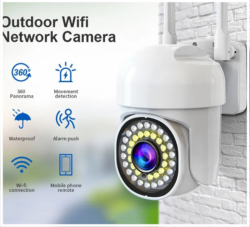 Cámara de Seguridad WiFi Monitoreo 360° Full HD 110° Visión Detección