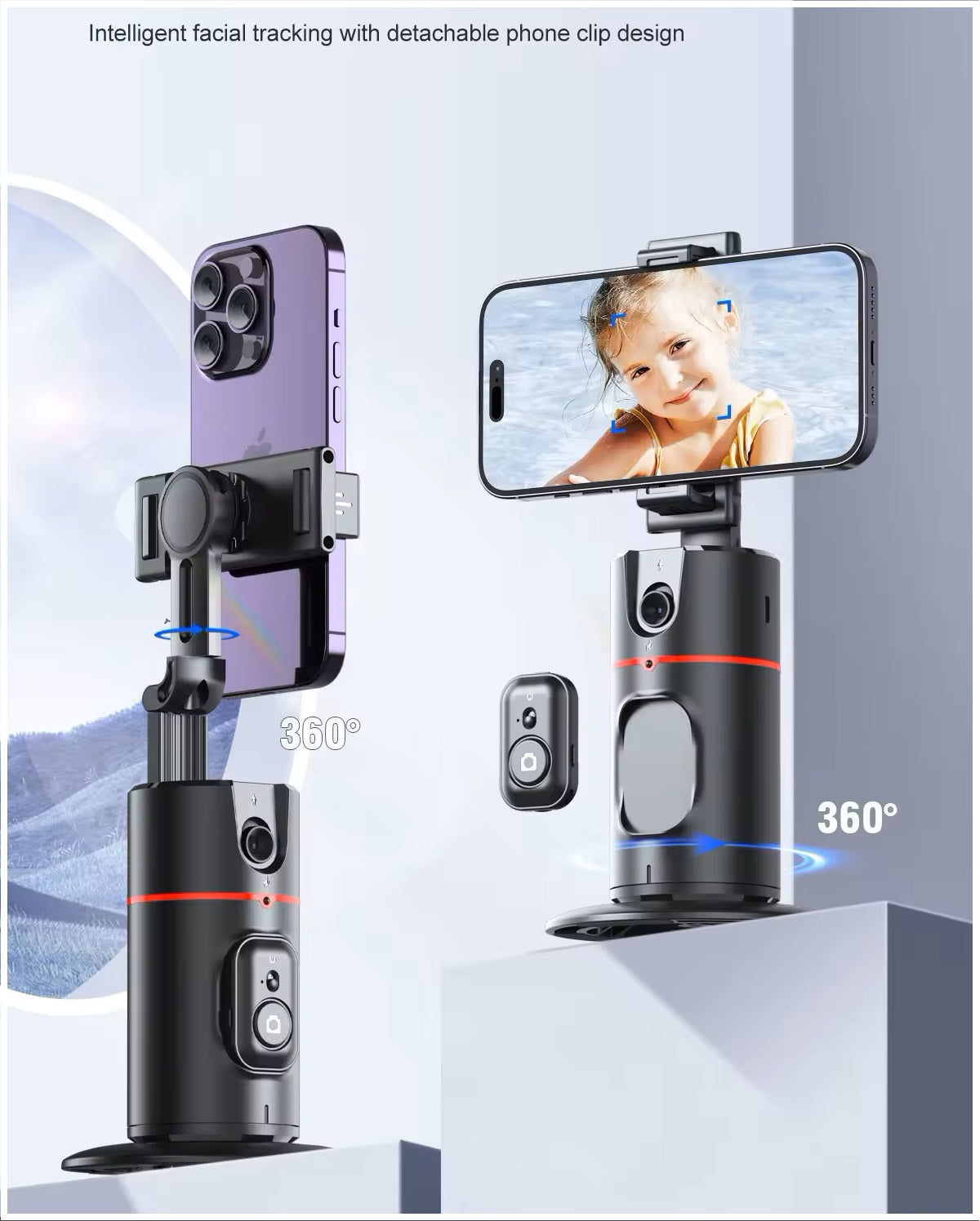 Trípode 360° Seguimiento Facial Automático con Control Remoto