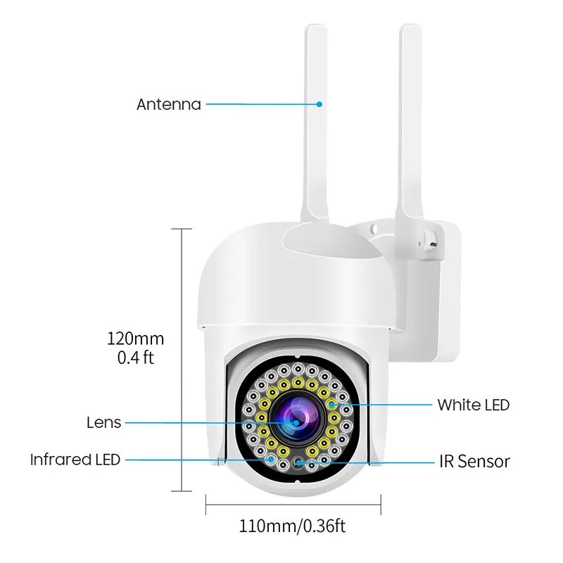 Cámara de Seguridad WiFi Monitoreo 360° Full HD 110° Visión Detección