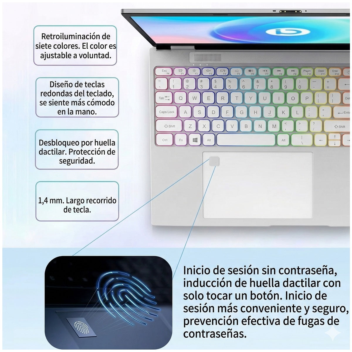 Notebook Dual Screen 15.6” Full HD + Pantalla Secundaria 7” | 16GB RAM DDR5 | 512GB SSD | Intel Quad-Core hasta 3.4GHz | Windows 11 Pro | Webcam Magnética