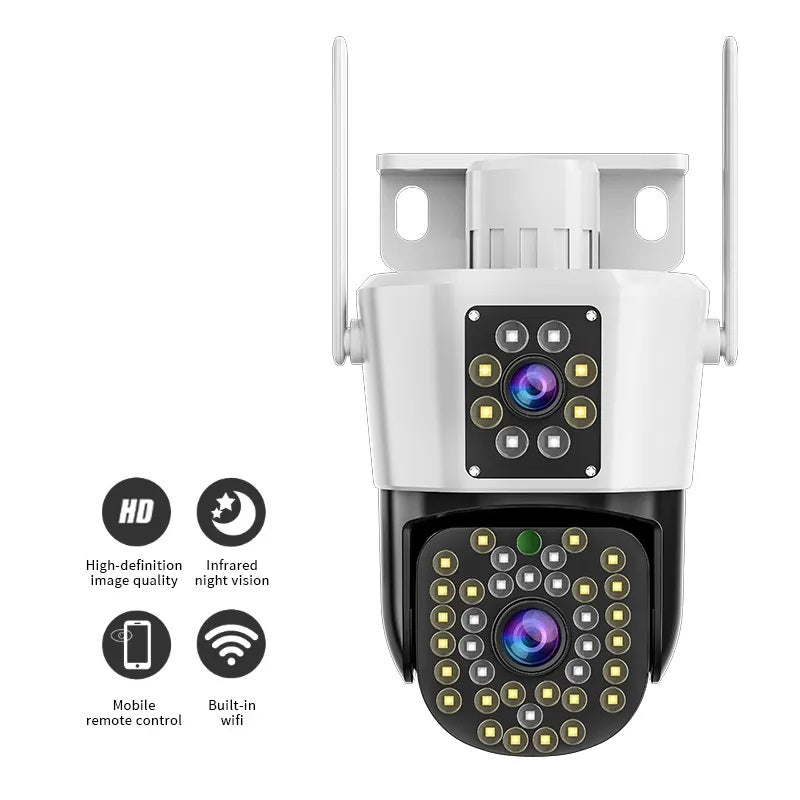 Cámara Seguridad WiFi Doble Lente Monitoreo 360° Full HD 110° Visión
