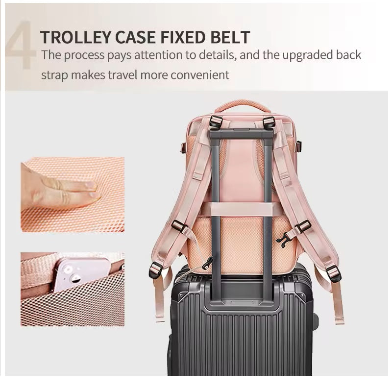 Mochila Femenina Impermeable de Gran Capacidad con Puerto USB