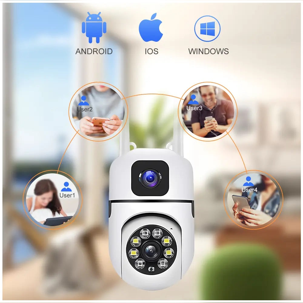 Cámara de Seguridad WiFi Lente Dual Monitoreo 360° Full HD 110° Visión
