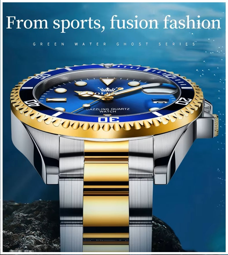 Reloj para Hombre de Lujo OLEVS Acero Inoxidable Cuarzo Sumergible 30M