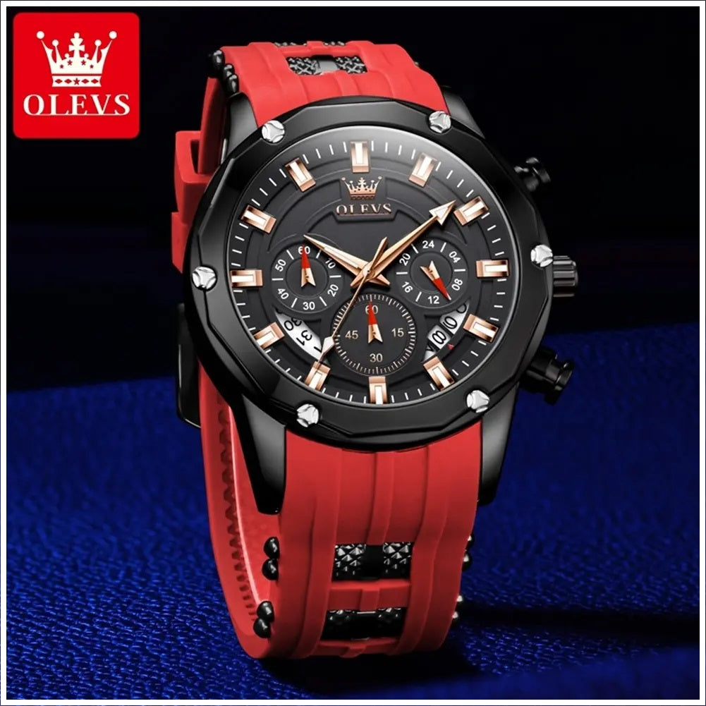 Reloj Quartz Deportivo de Lujo OLEV Cronógrafo Cuarzo Sumergible 30M