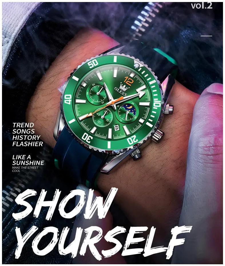 Reloj Cronógrafo Deportivo para Hombre Calendario Resistencia al Agua