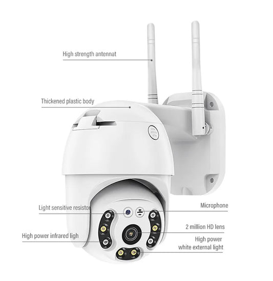 Cámara de Seguridad WiFi 1080P Visión Nocturna Rotación 360° IP66
