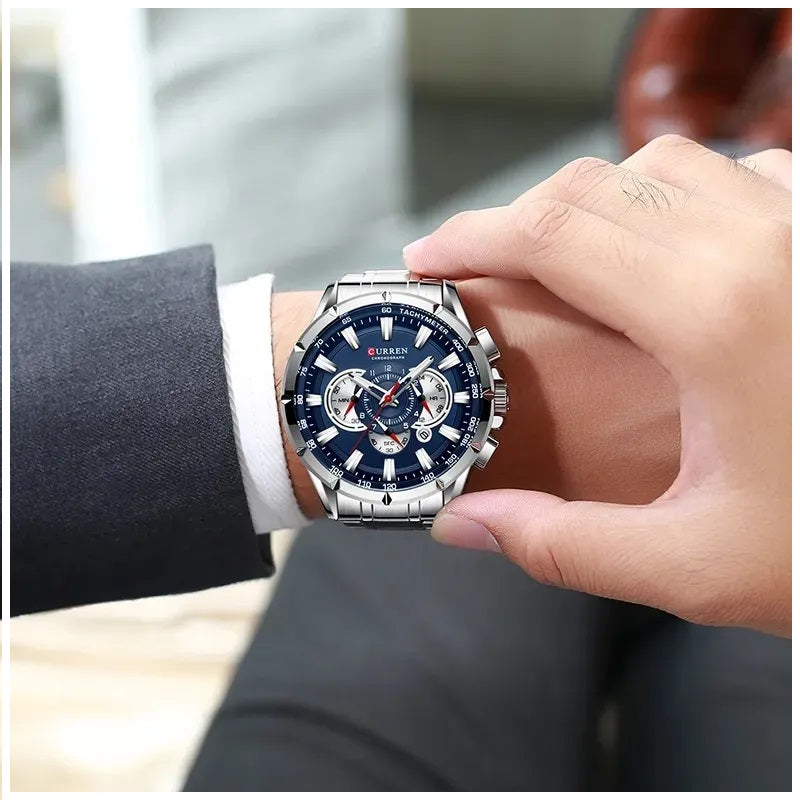 Reloj Hombre Curren Acero Inoxidable Cuarzo Cronógrafo Diseño Elegante