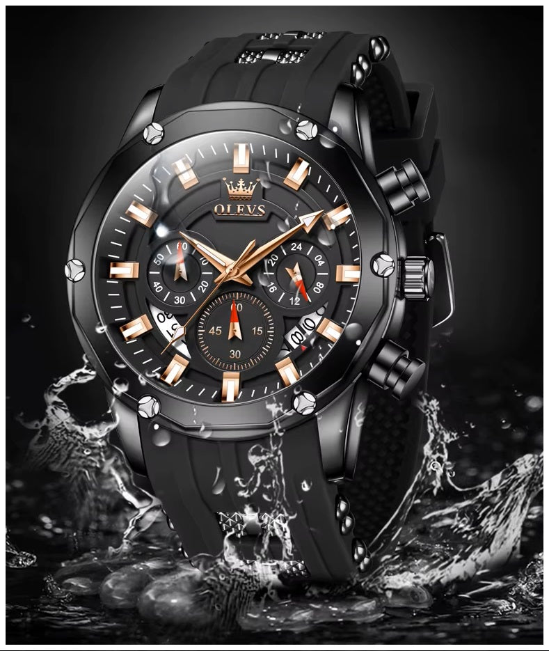 Reloj Deportivo de Lujo OLEV Acero Inoxidable Cuarzo Sumergible 30M