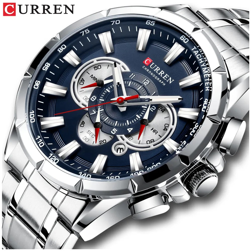 Reloj Hombre Curren Acero Inoxidable Cuarzo Cronógrafo Diseño Elegante