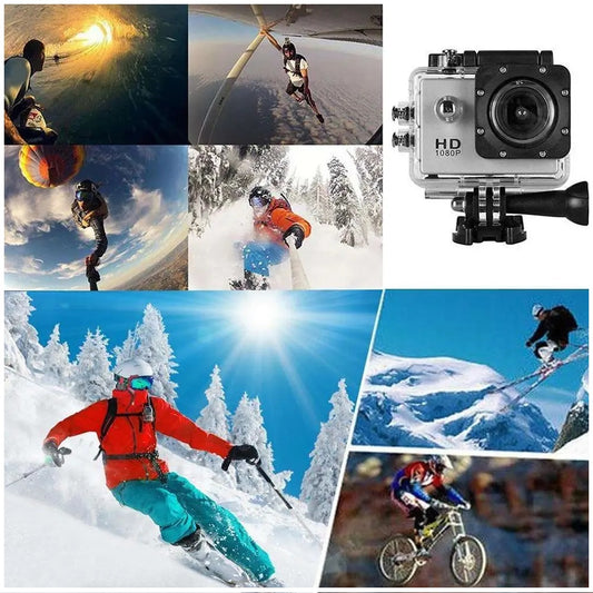 Cámara Deportiva HD 1080 Portátil Impermeable 30mt Gran Angular 140°