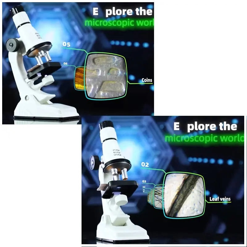 Microscopio Educativo Infantil 1200X Luz LED Lentes HD