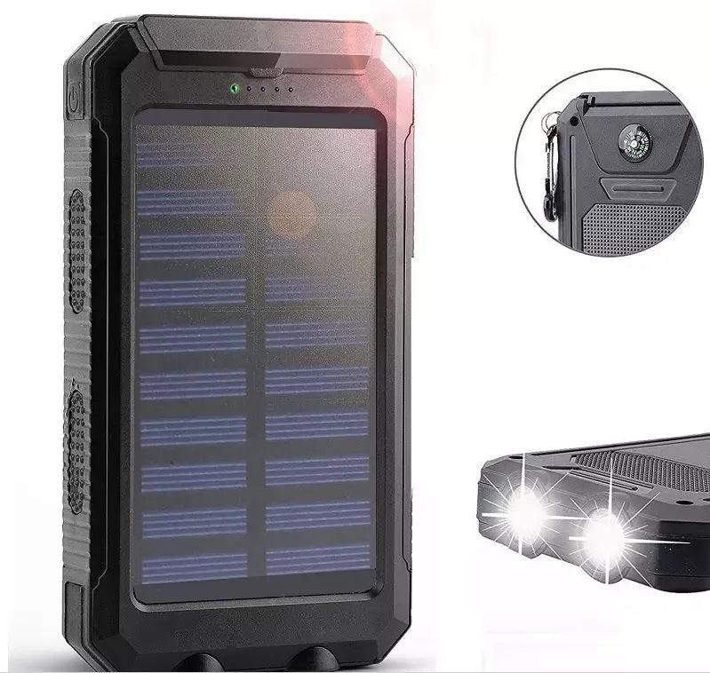 Cargador Solar Portátil 20000mAh Linterna a Prueba de Agua y polvo