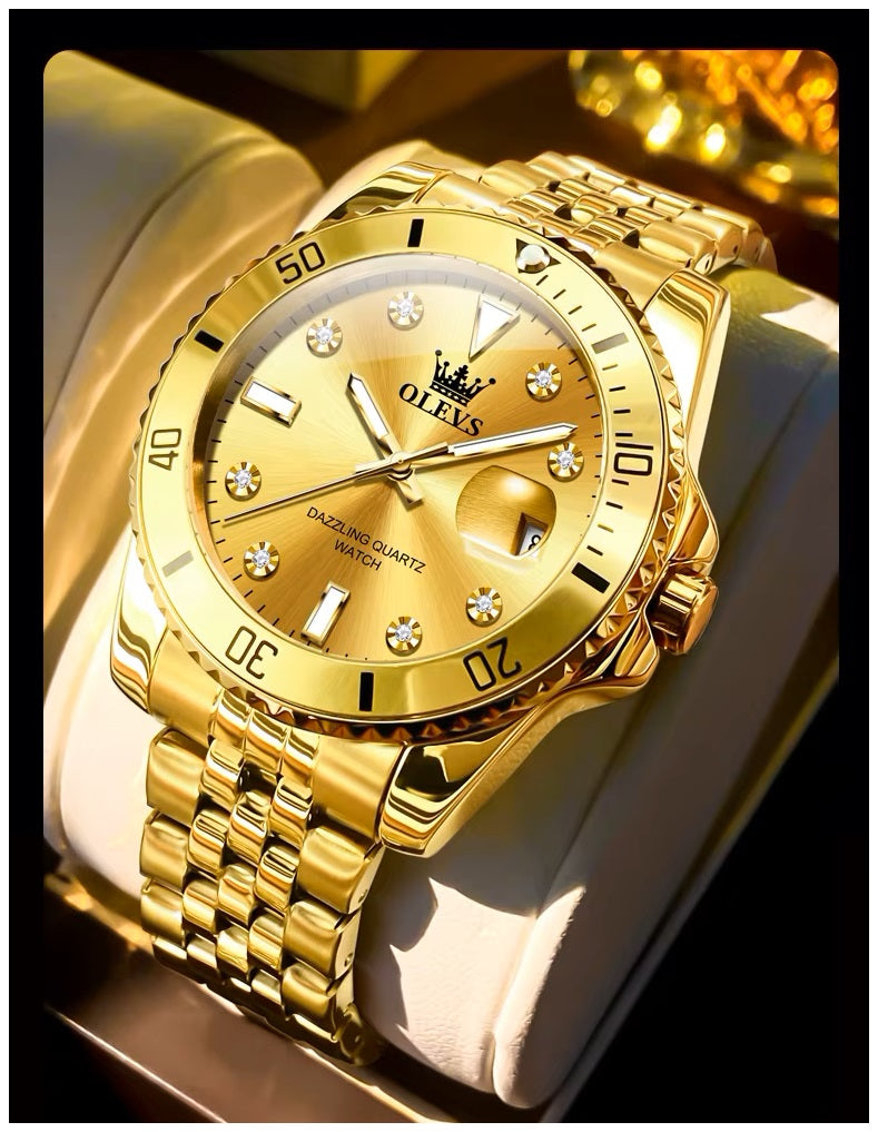 Reloj de Pulsera Dorado para Hombre Diseño Deportivo de Lujo
