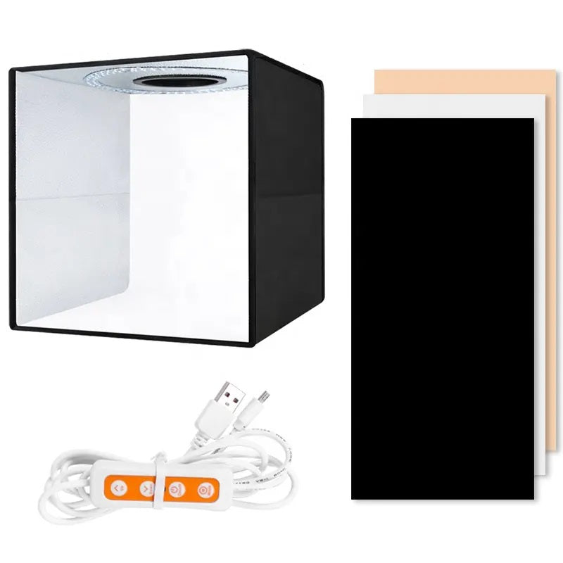 Estudio Portátil Caja Luz Fotográfica Plegable 30cm Luces LED Anillo