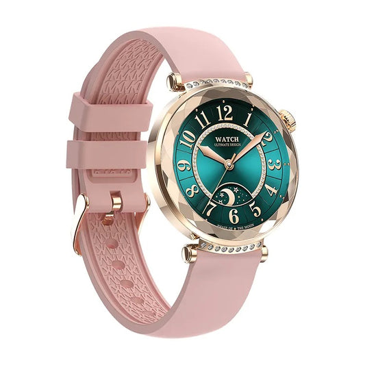 Smartwatch HK88 AMOLED – Rosado y Dorado con Correa de Silicona