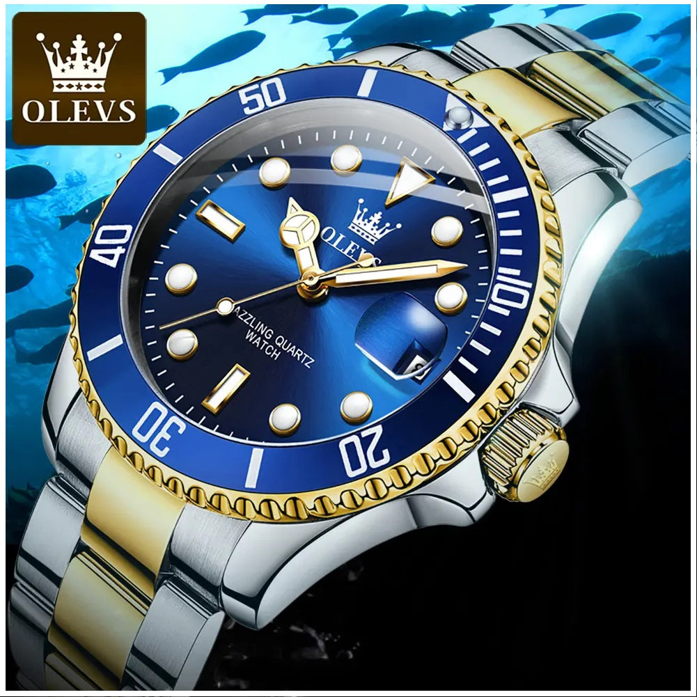 Reloj para Hombre de Lujo OLEVS Acero Inoxidable Cuarzo Sumergible 30M