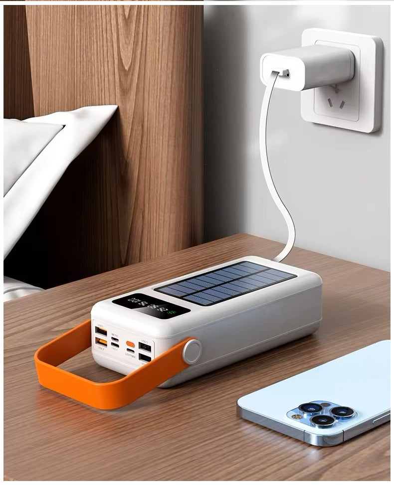 Batería Portátil Power Bank Solar 40000mAh Cables Integrados Luz LED