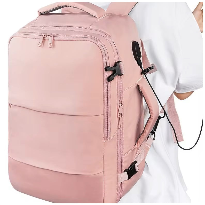 Mochila Femenina Impermeable de Gran Capacidad con Puerto USB