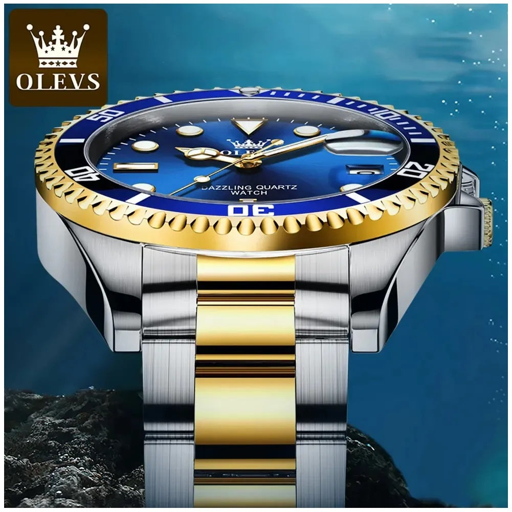 Reloj para Hombre de Lujo OLEVS Acero Inoxidable Cuarzo Sumergible 30M