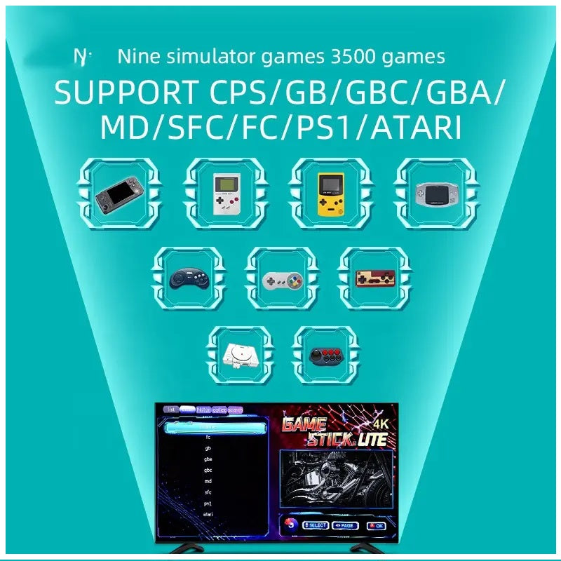 Consola de Videojuegos Stick 4K 10 mil Juegos 2 Controles Inalámbricos