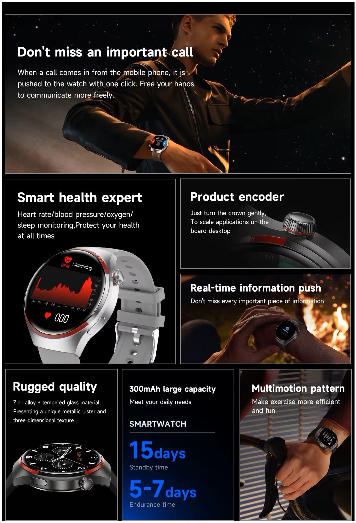 Smartwatch GT5 Deportivo Multifuncional Compatible IOS Android Salud