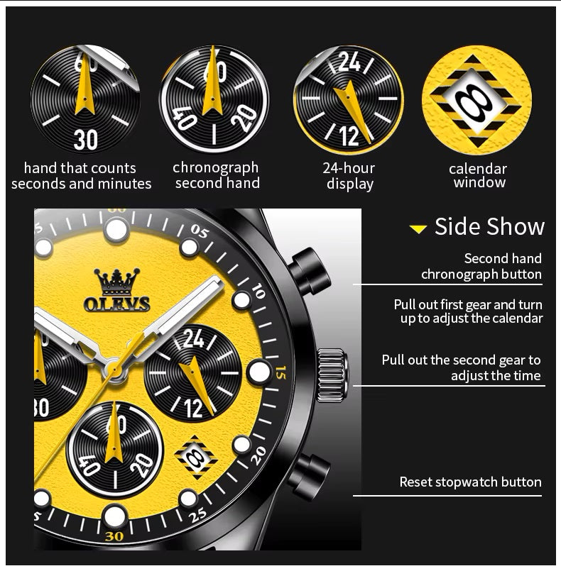 Reloj Deportivo Multifuncional para Hombre con Cronógrafo, Calendario