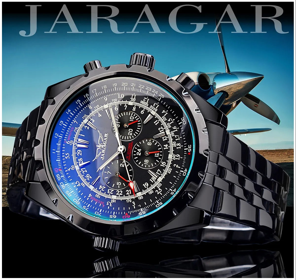 Reloj Automático Jaragar Deportivo Mecánico Resistencia al Agua 3 BAR