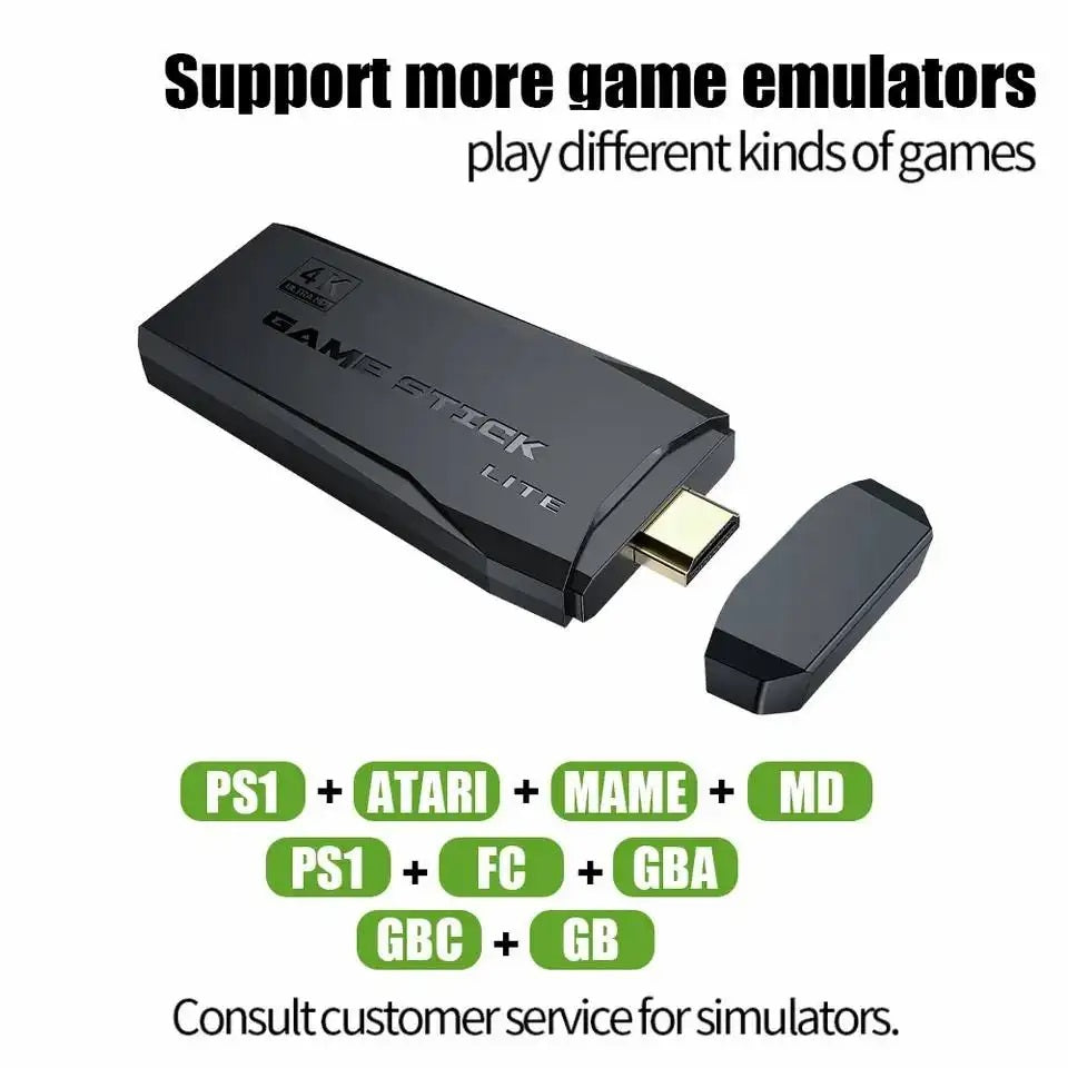 Consola de Videojuegos Stick 4K 10 mil Juegos 2 Controles Inalámbricos