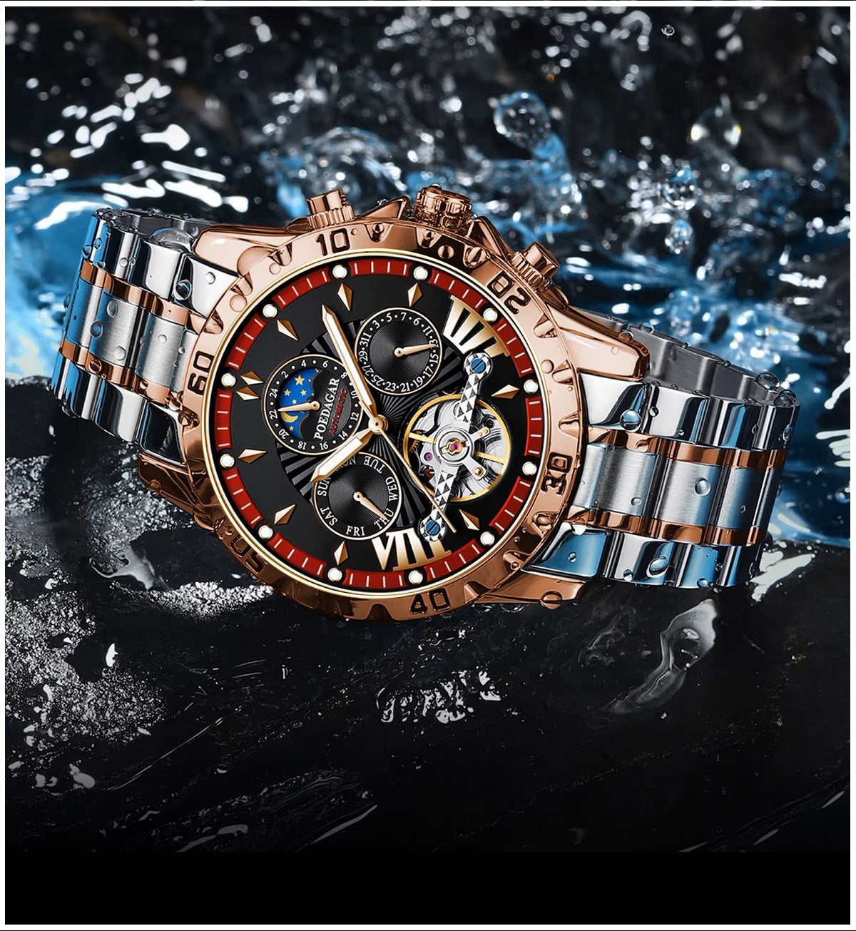Reloj Automático de Lujo para Hombre Mecánico Impermeable 3ATM