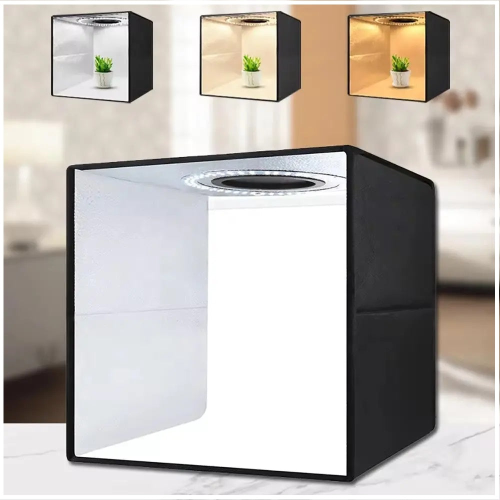 Estudio Portátil Caja Luz Fotográfica Plegable 30cm Luces LED Anillo