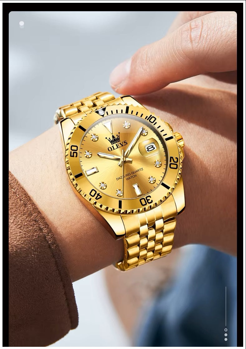 Reloj de Pulsera Dorado para Hombre Diseño Deportivo de Lujo