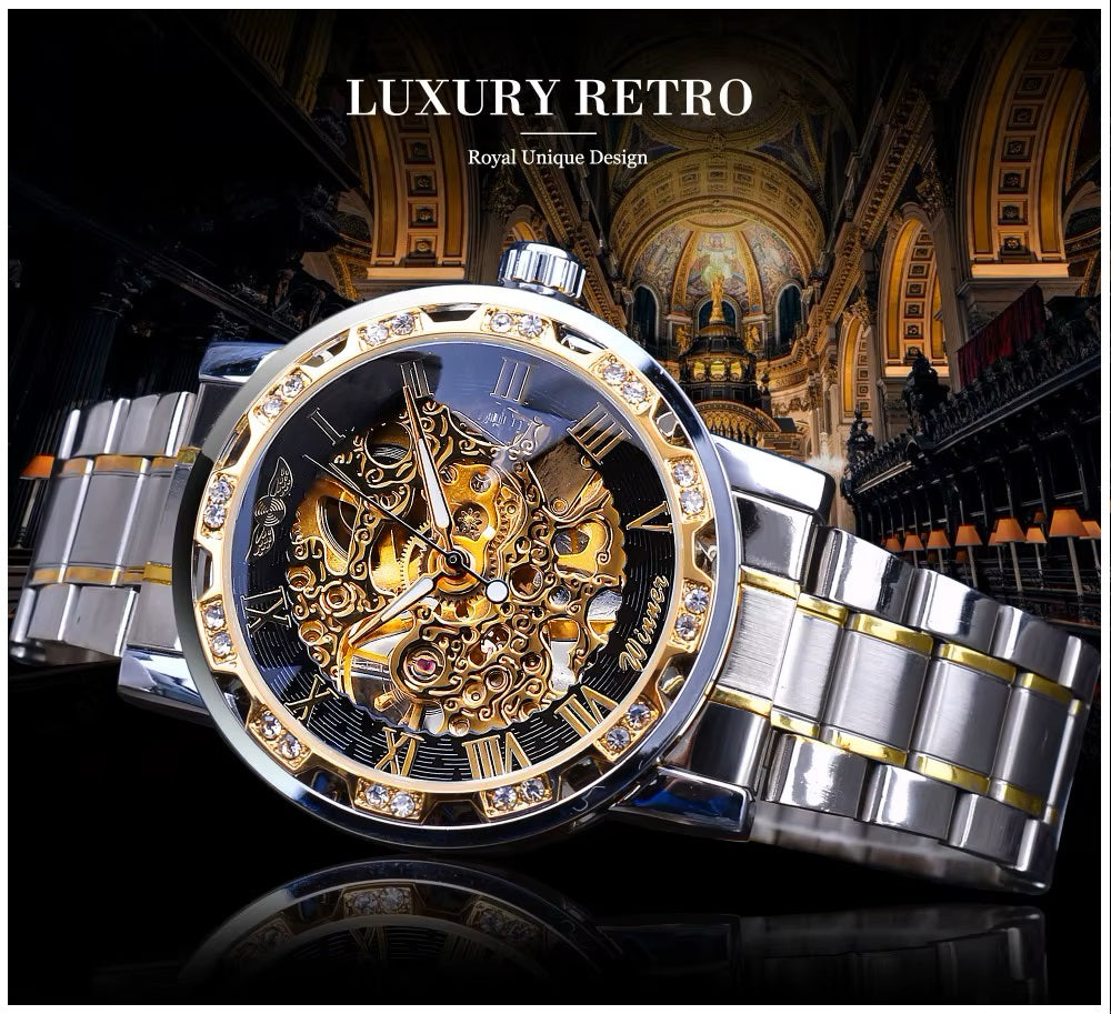 Reloj Mecánico Automático Winner de Lujo Correa Acero Inoxidable