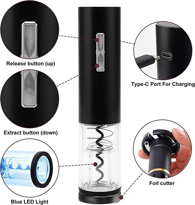 Sacacorchos Eléctrico Destapador de vino Automático Recargable USB