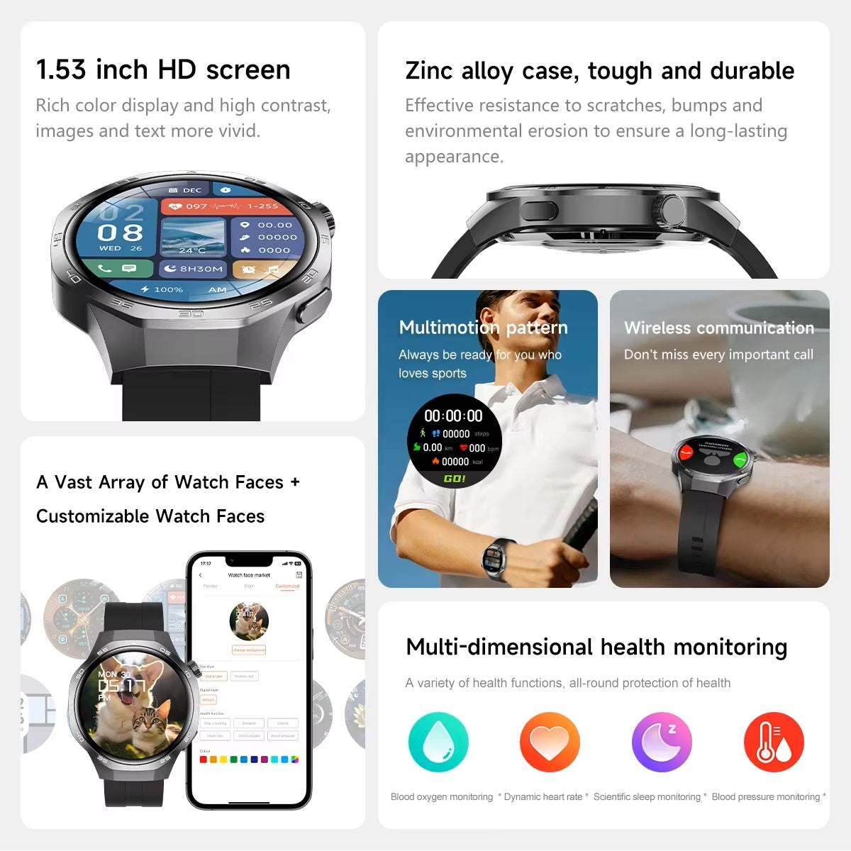 Smartwatch GT5 Deportivo Multifuncional Compatible IOS Android IP68