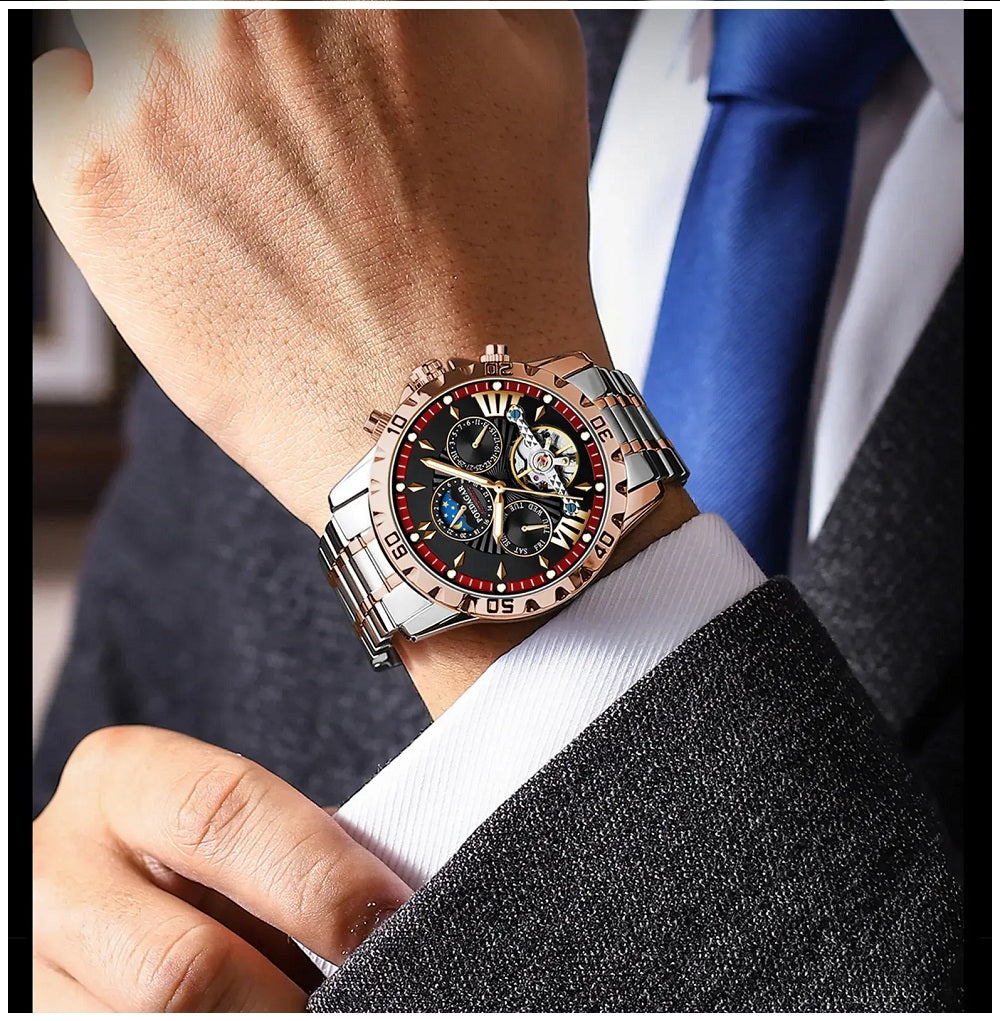 Reloj Automático de Lujo para Hombre Mecánico Impermeable 3ATM
