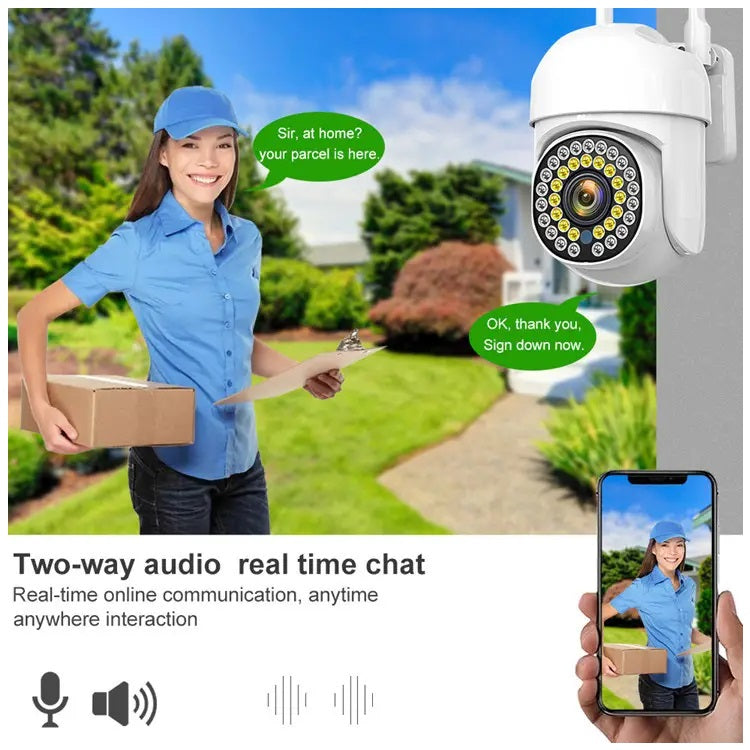 Cámara de Seguridad WiFi Monitoreo 360° Full HD 110° Visión Detección
