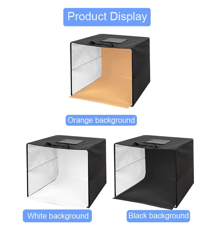 Estudio Portátil Caja Luz Fotográfica Plegable 30cm Luces LED Anillo