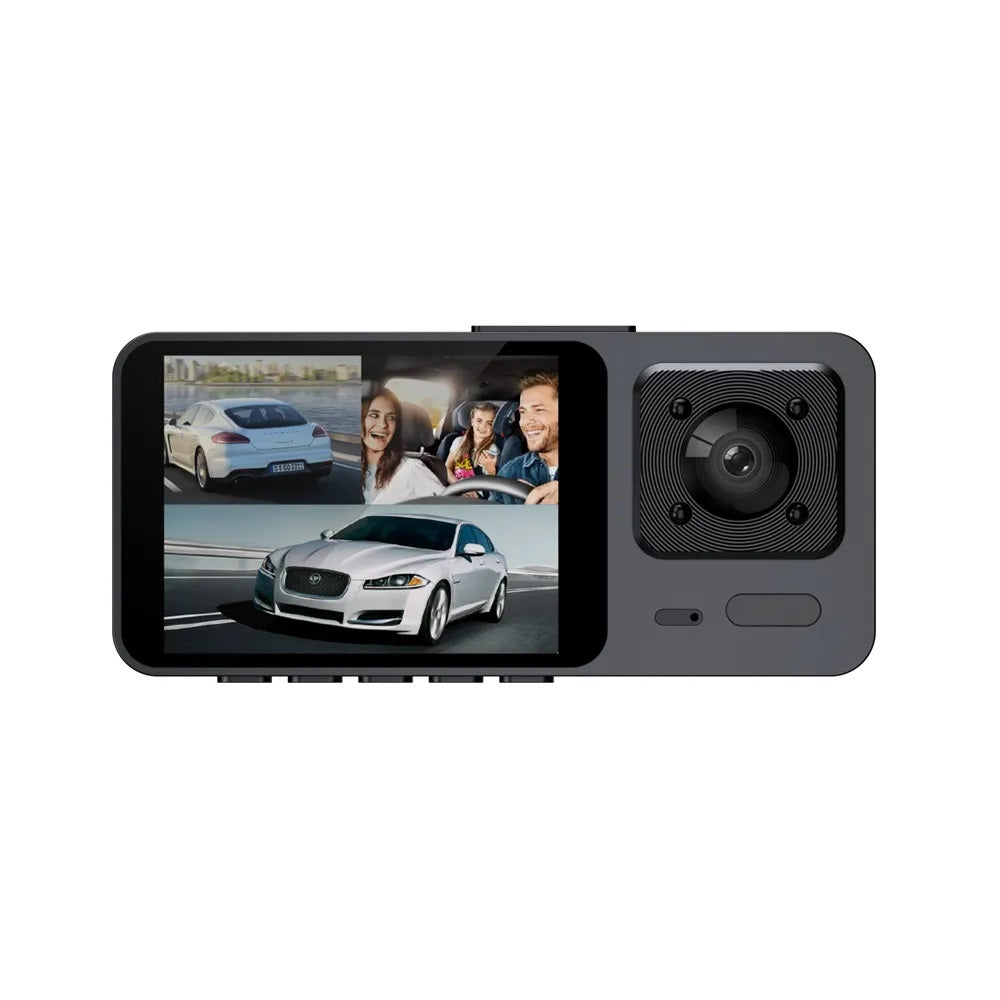 Cámara Dashcam de 3 Lentes Full HD 1080P | Visión Nocturna, Sensor G y Modo Estacionamiento 24H