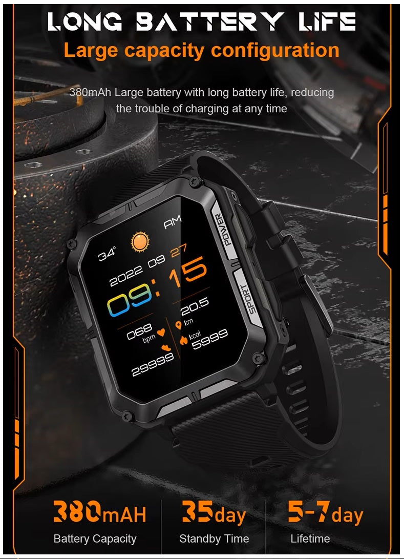 Smartwatch Deportivo C20Pro 1,83” HD | Llamadas BT, IP68, 123 Modos Deportivos, Monitor Salud, Batería 380mAh